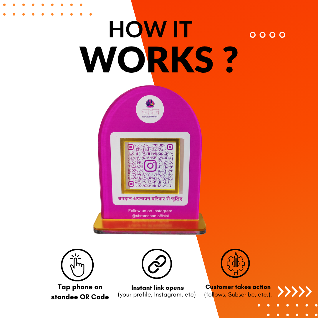 1 QR NFC Enabled Pink Colour Instagram Standee