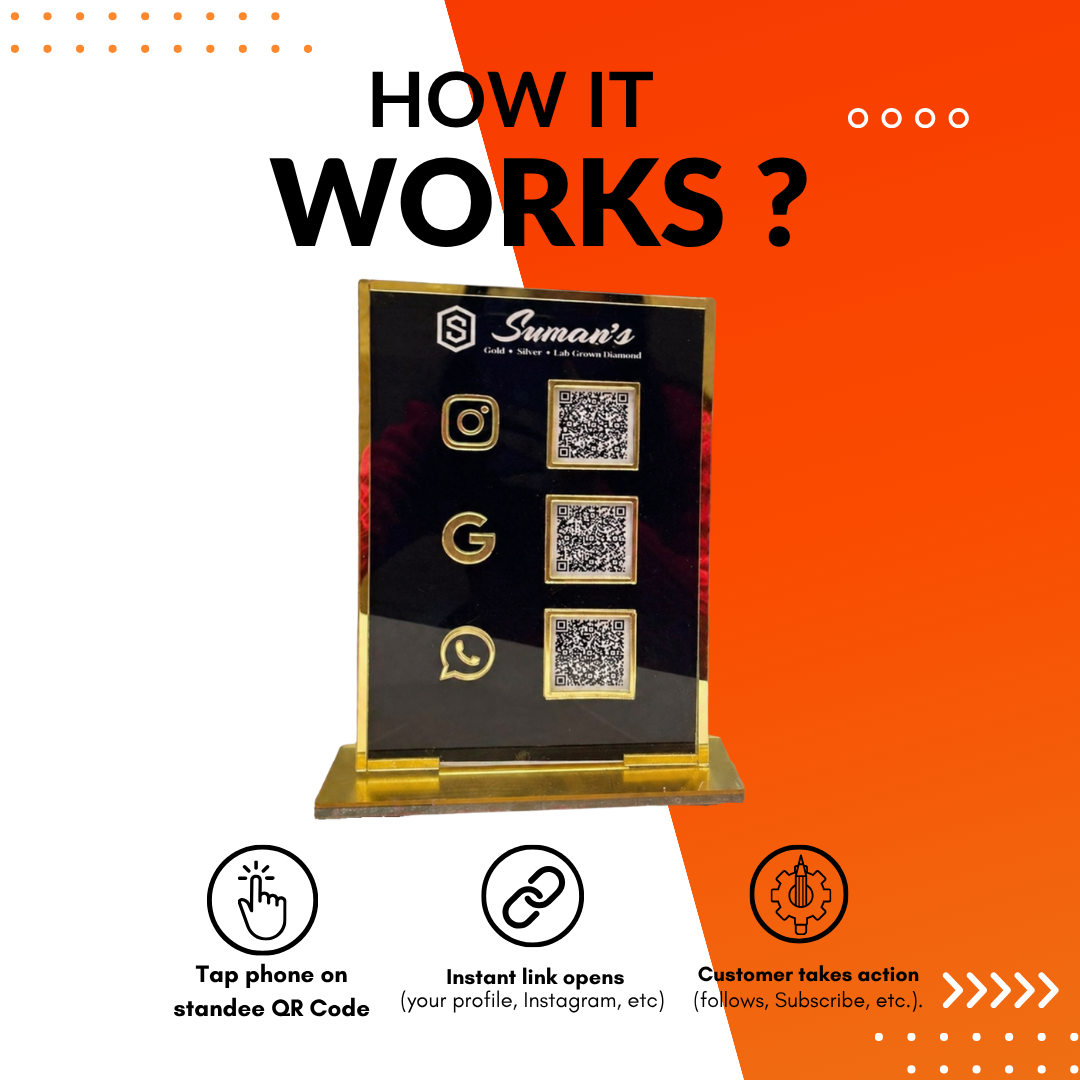 3 QR NFC Enabled Black Bundle for Shops Cafes Clinics & Offices - Business Promotion - Pack of 2
