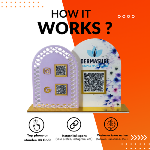 2 QR NFC Enabled Dual Size Arch Shape Standee for Shops Cafes Clinics & Offices For Salon and spa