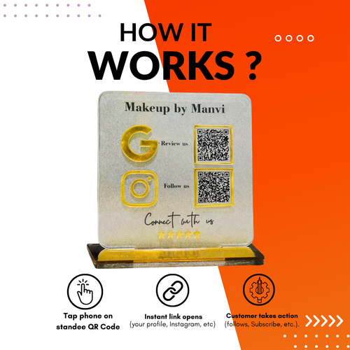2 QR NFC Enabled Frosted Premium Standee for Salon & Spa