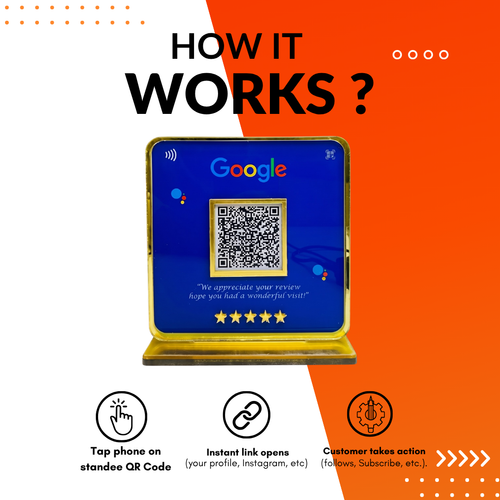 1 QR NFC Enabled Standee for Shops, Cafes, Clinics & Offices