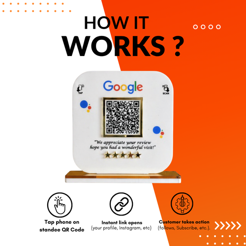 1 QR NFC Enabled Premium Google Review Standee with Dynamic QR Code