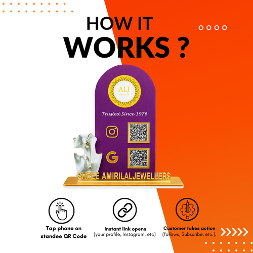 2 QR NFC Enabled Circle Shape Standee for Jewellery Store