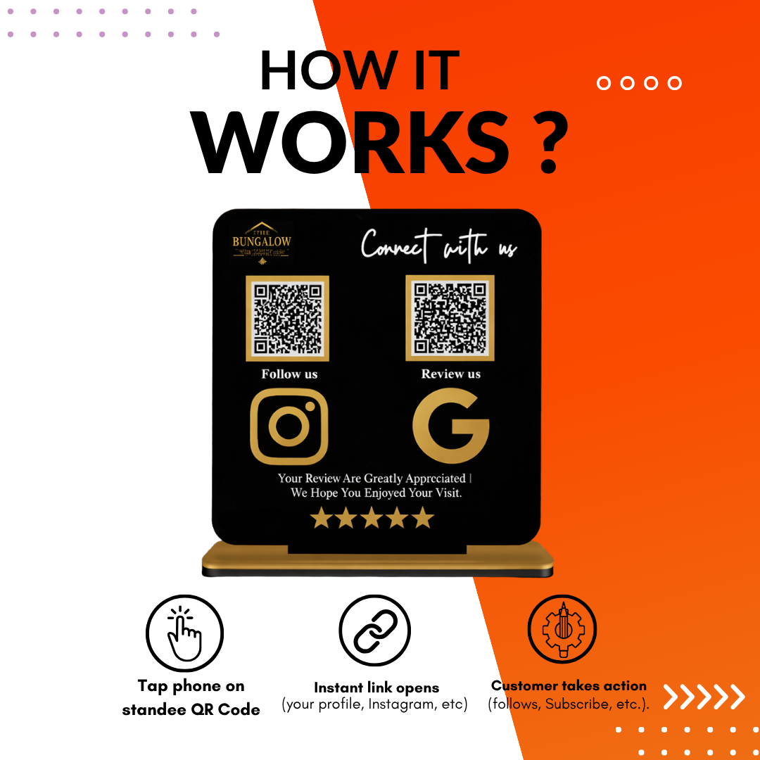 2 QR NFC Enabled Black Colour Standee