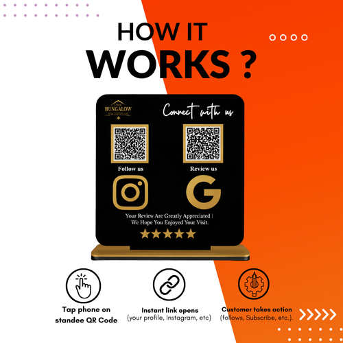 2 QR NFC Enabled Black Colour Standee