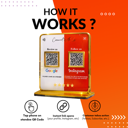 2 QR NFC Enabled Golden Border Multi Color Standee