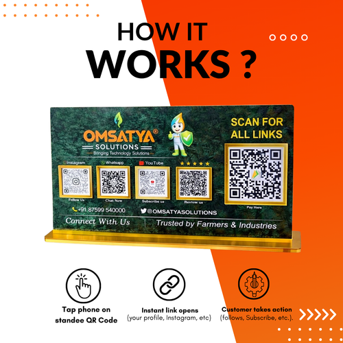 5 QR NFC Enabled Horizontal tabletop standee for tech business solar services farming industry marketing