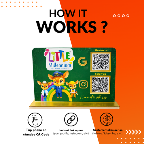 2 QR NFC Enabled Horizontal Standee For School Kindergarten Nursery Daycare Kids Learning Education