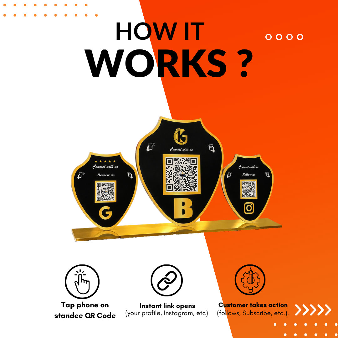 3 QR NFC Enabled Necklace Shaped Standee For Jewellers