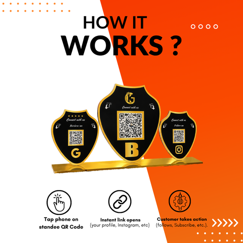 3 QR NFC Enabled Necklace Shaped Standee For Jewellers