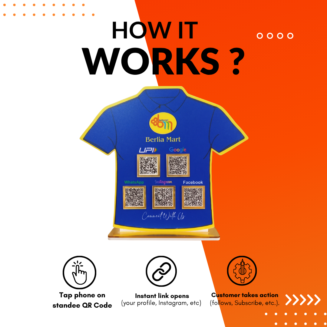 5 Qr NFC Enabled Short T-Shirt Standee
