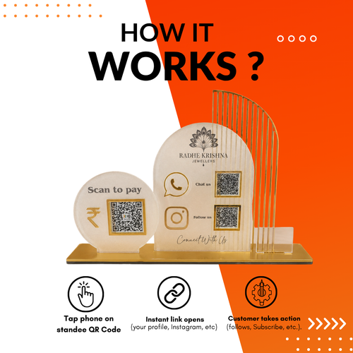 3 QR NFC Enabled Round Shape Standee For jewellers
