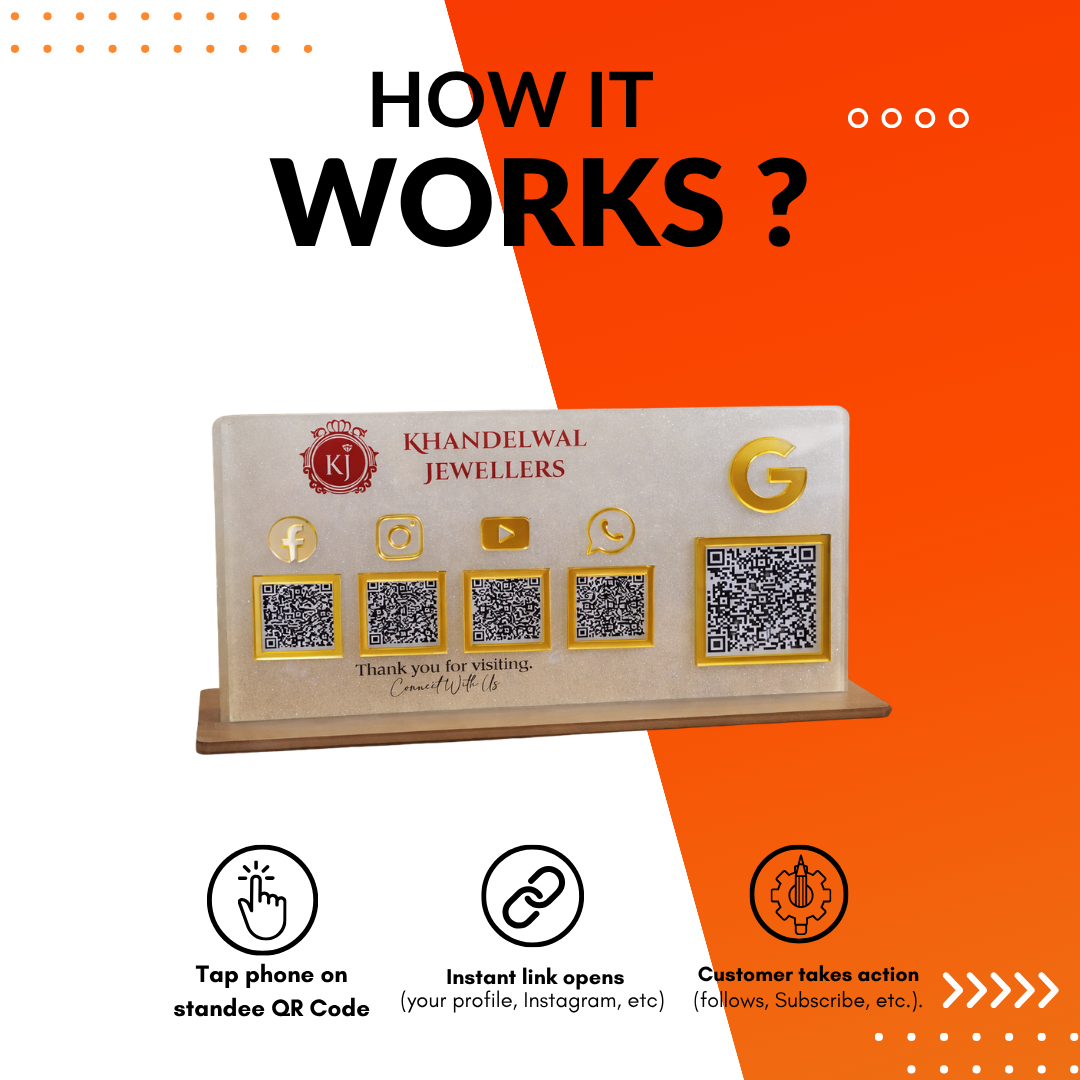 5-QR NFC Enabled Horizontal Standee for Jewellers