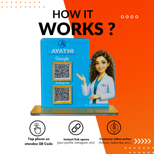 2 QR NFC-Enabled Female Doctor Cutout Standee for Clinic and Hospital
