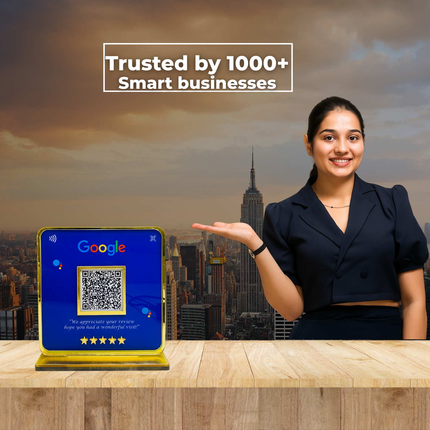 1 QR NFC Enabled Standee for Shops, Cafes, Clinics & Offices