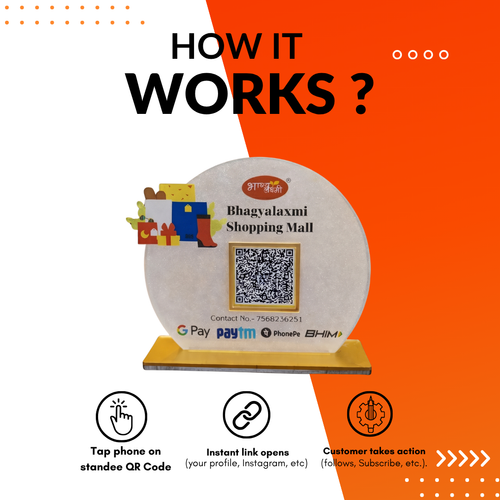 1 QR NFC Enabled Oval Standee for Shopping Mall Store