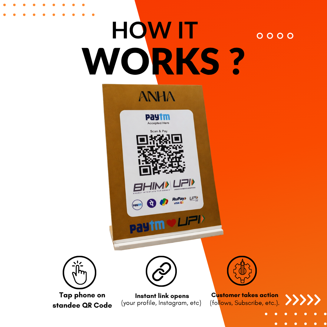 1 QR NFC Enabled Countertop Standee for Shops, Cafes, Clinics & Offices