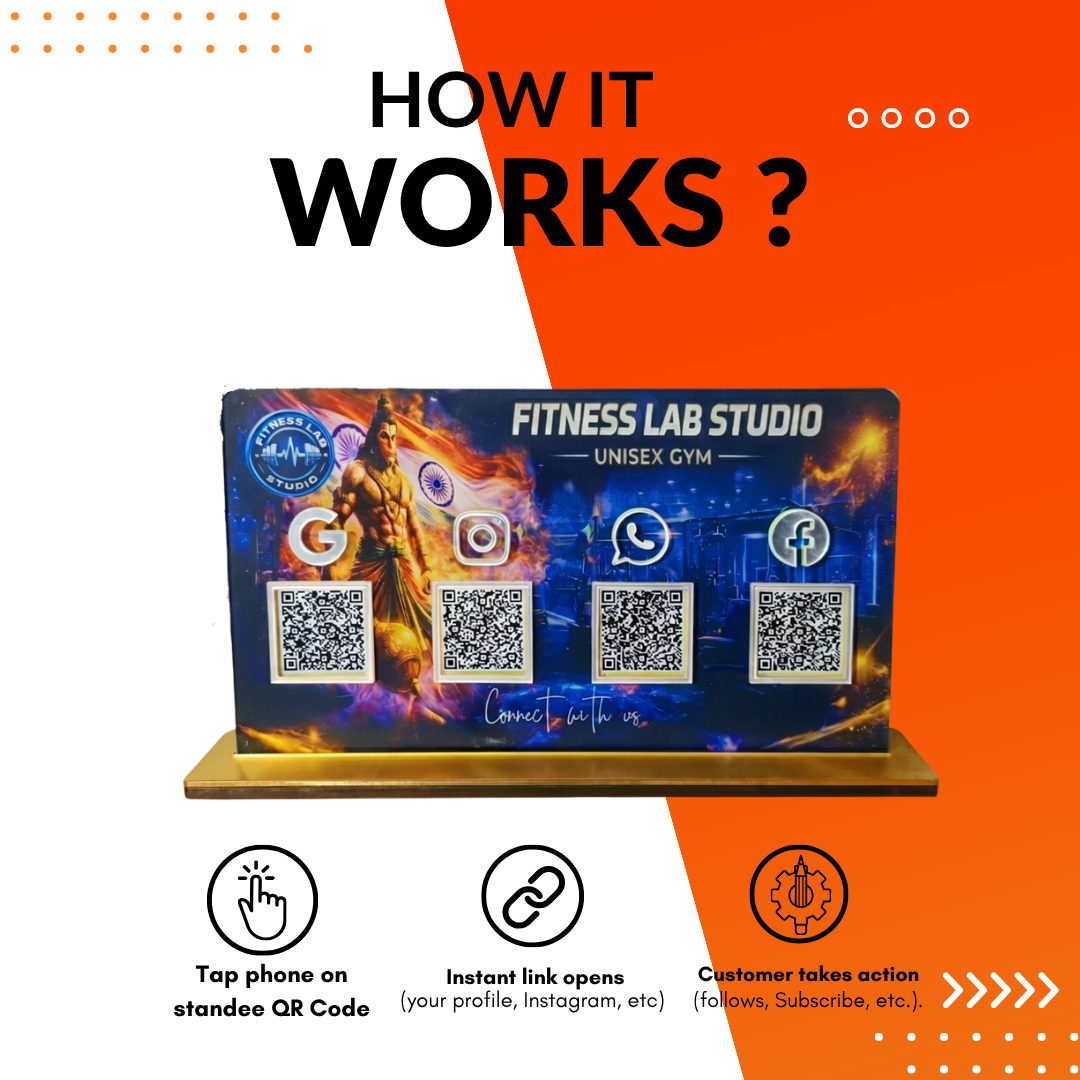 4 QR NFC Enabled Horizontal Standee For Fitness Gym