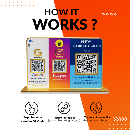 3 QR NFC Enabled Multi Colour Standee for Shops Cafes Clinics & Offices and mobiles Electronics