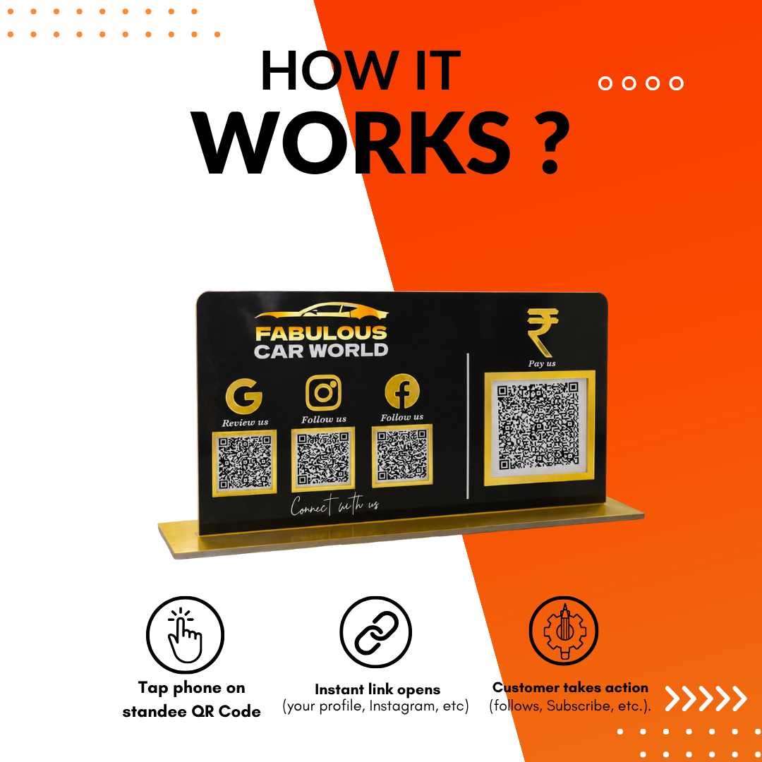 4 QR NFC Enabled Code Horizontal Standee for Garage Car Showroom