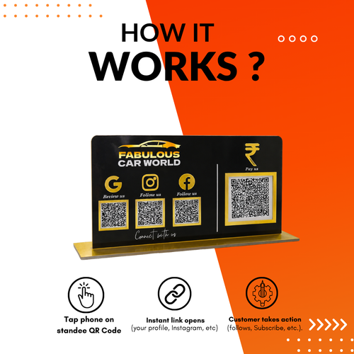 4 QR NFC Enabled Code Horizontal Standee for Garage Car Showroom