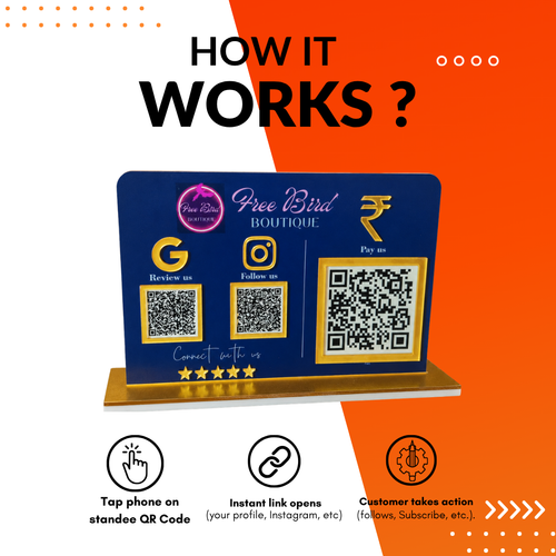 3 QR NFC Enabled Horizontal 6x8 Blue Colour Standee