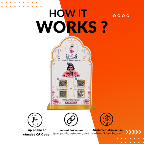 4 QR NFC Enbaled Krishna God Printed Standee