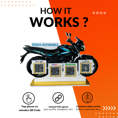 4 QR NFC Enbaled Bike Shape Standee For Automobiles