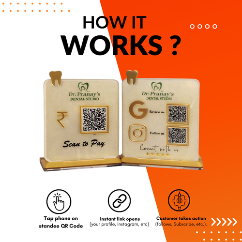 3 QR NFC Enabled Tooth Cut-Out Frosted Bundle for Shops Cafes Clinics & Offices - Business Promotion for Dental Clinic