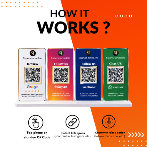 4 QR NFC Enabled Multi-Colour Standee for Jewellers