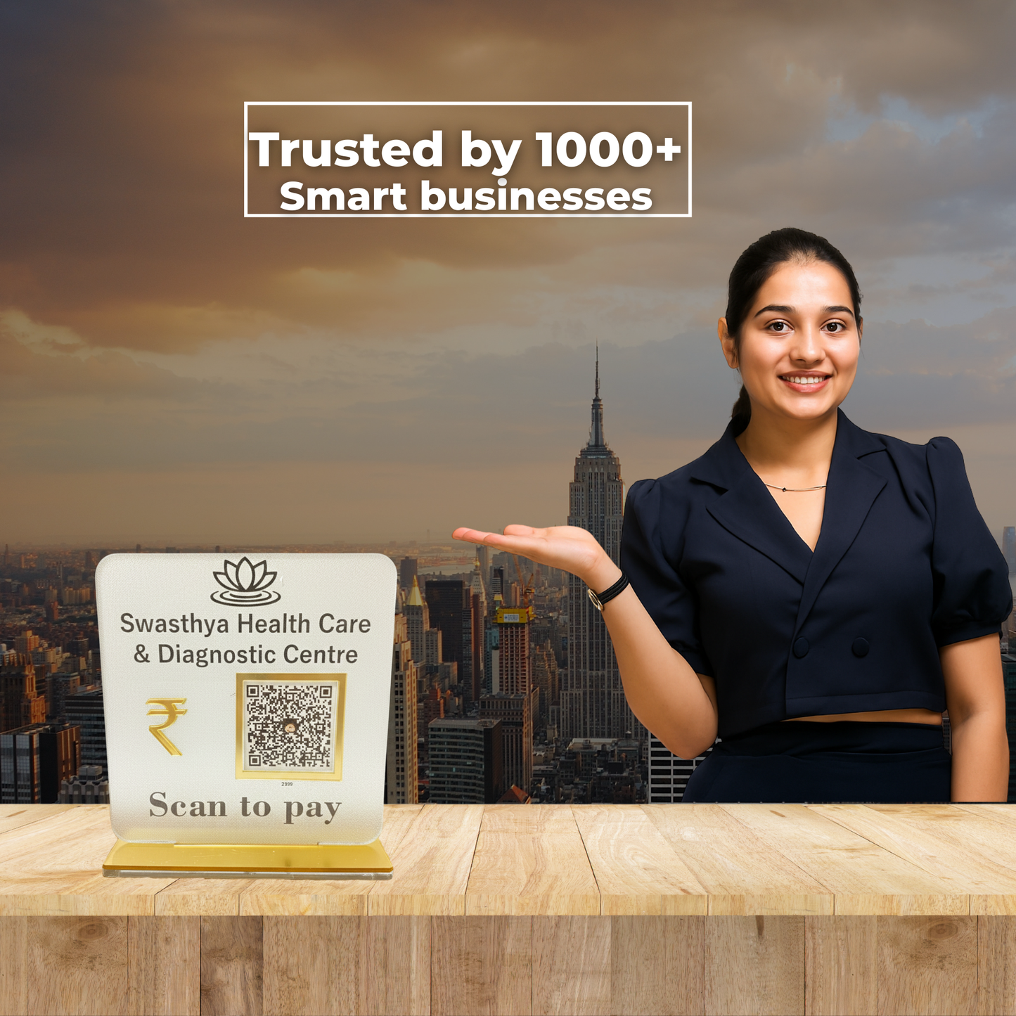 1 QR NFC Enabled Frosted Standee for Shops Cafes Clinics & Offices