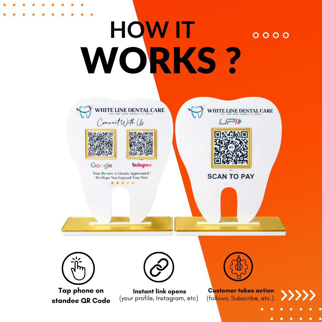 2 QR Tooth Shape NFC Enabled Bundle For Dentists Dental Clinic Dental Care
