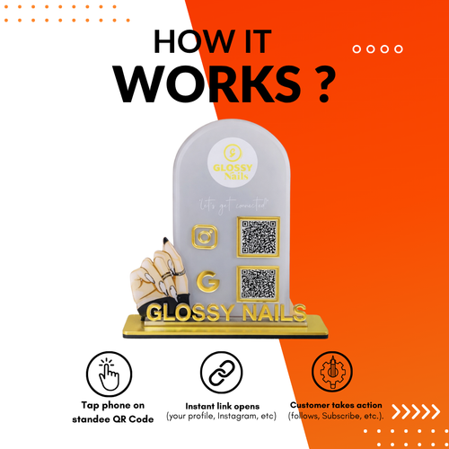 2 QR NFC Enabled Standee for Nail Salon Nail Studio & Beauty Parlour For Salon and spa