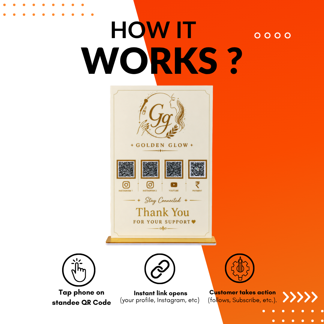 4 QR NFC Enabled Rectangular vertical Shape Standee