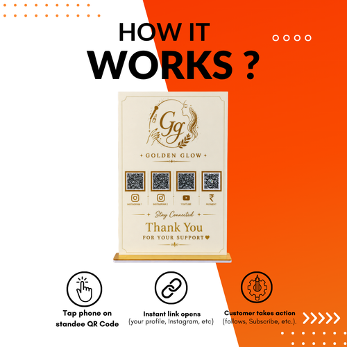 4 QR NFC Enabled Rectangular vertical Shape Standee