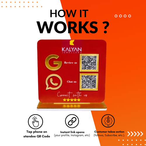 2 QR NFC Enabled Red Colour Google Review Standee For Jewellers