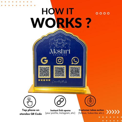 3 QR NFC Enabled Blue Colour Standee