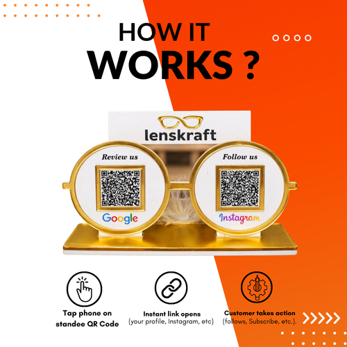 2 QR NFC Enabled Eyeglasses Shape Standee for Optical Store | Eyewear Shop & Spectacle Store