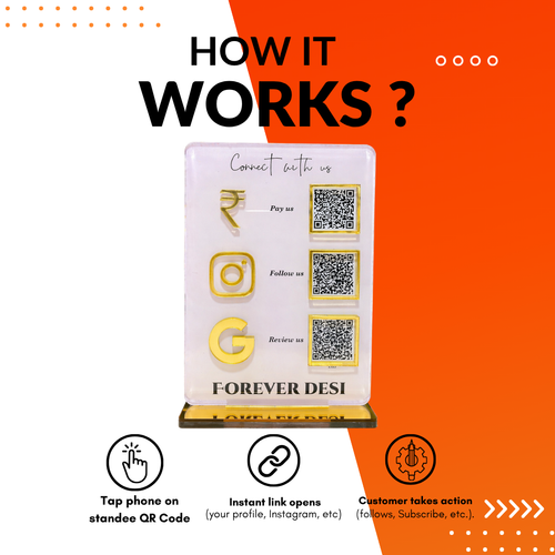 3 QR NFC Enabled White Digital Standee for Shops Cafes Clinics & Offices and Salon and spa