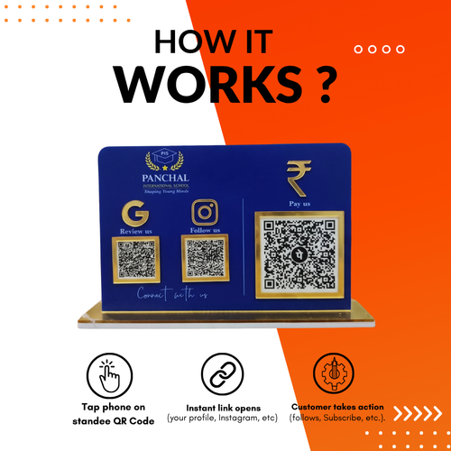 3 QR NFC Enabled Blue Colour Horizontal Standee