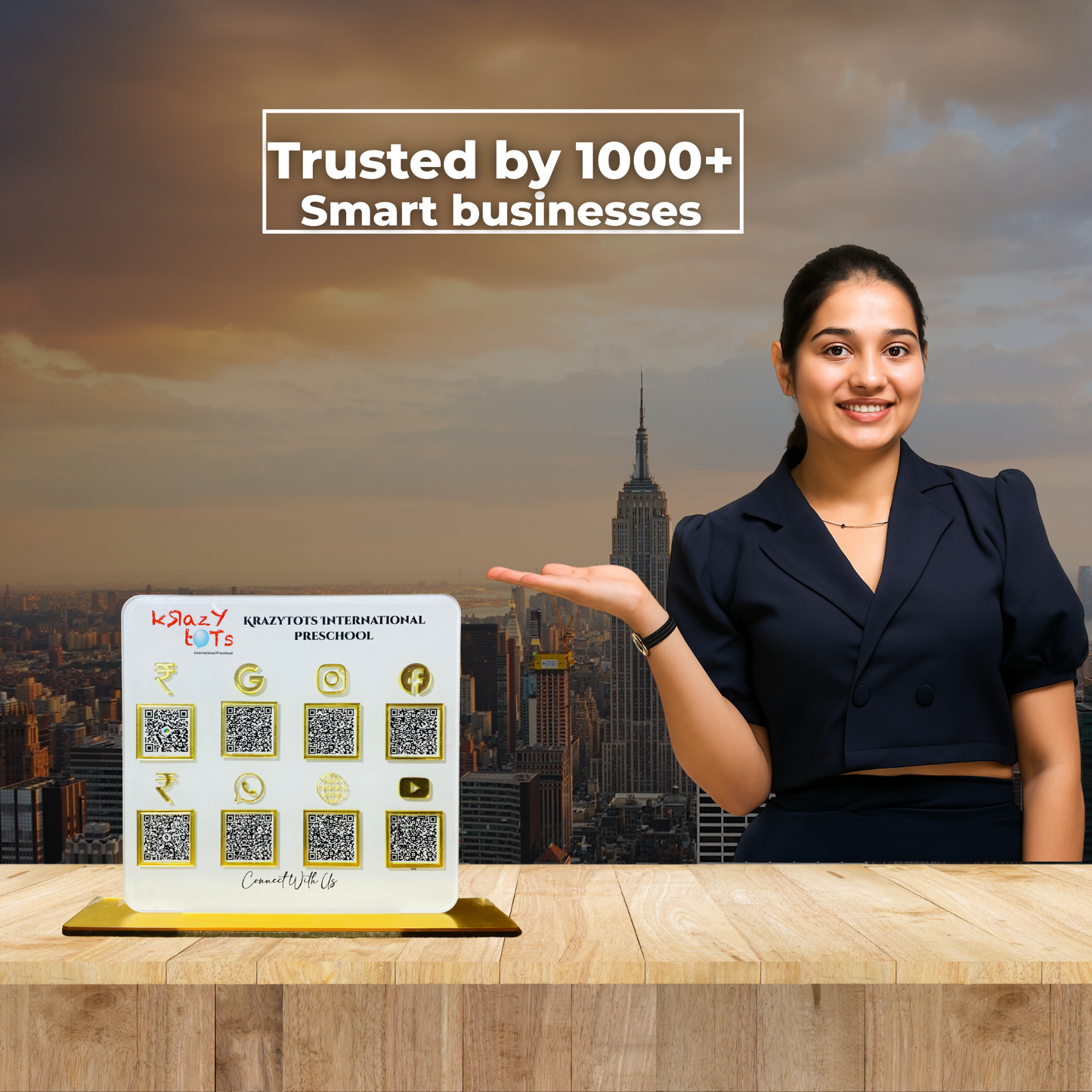 8 QR NFC Enabled Premium Square Shape Standee