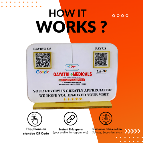 2 QR NFC Enabled Digital White Standee for Medical Store