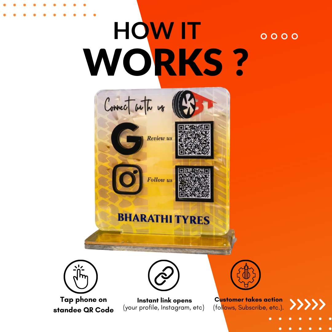 2 QR NFC Enabled Tyre Tread Theme Standee | Tyre Shop | Tyre Dealer | Wheel Alignment Center