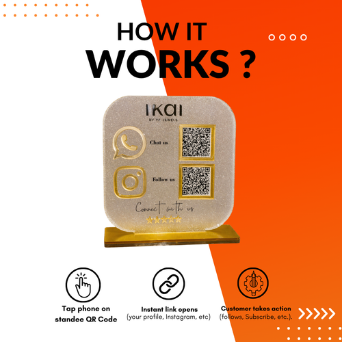 2 QR NFC Enabled Round Frosted Standee for Shops Cafes Clinics & Offices