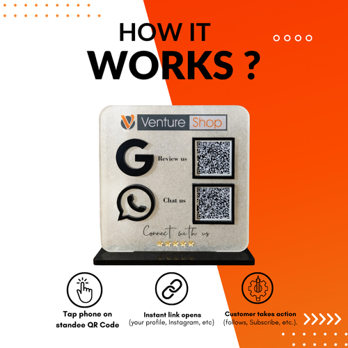 2 QR Frosted NFC Enabled Black Colour Icon Rounded Corner Standee