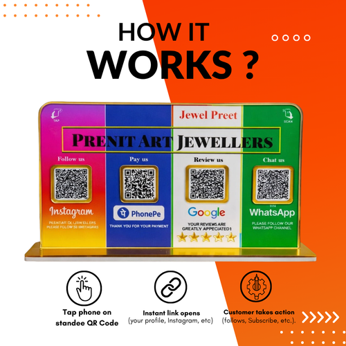 4 QR NFC Enabled Multi Color Standee For Jewellers