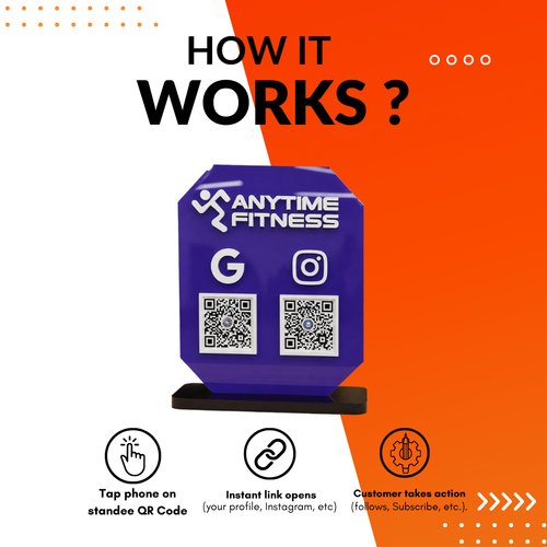 2 QR NFC Enabled Blue Colour Standee for Gym & Fitness Studio