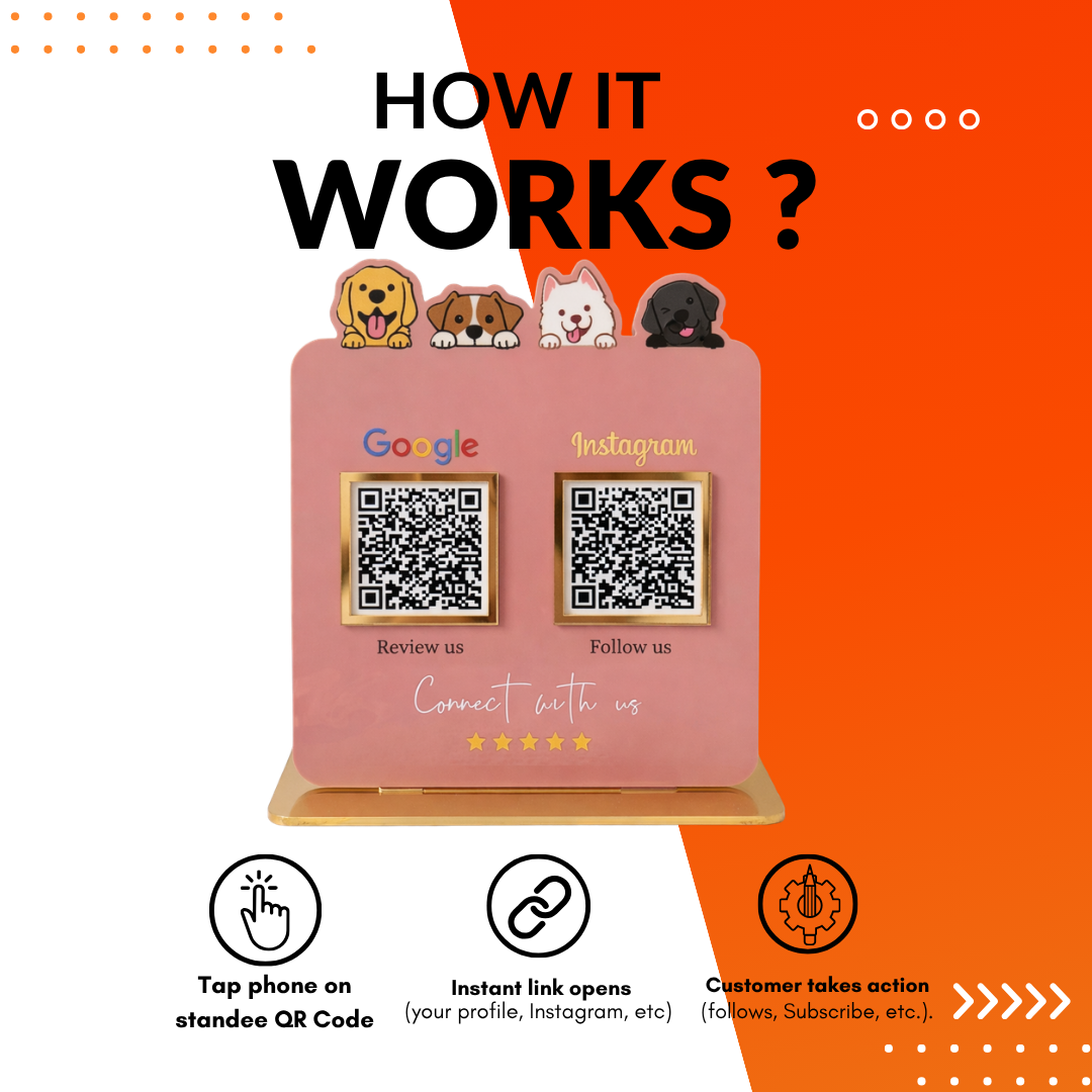 2 QR NFC Enabled Pink Colour  Pet Cut Out Standee