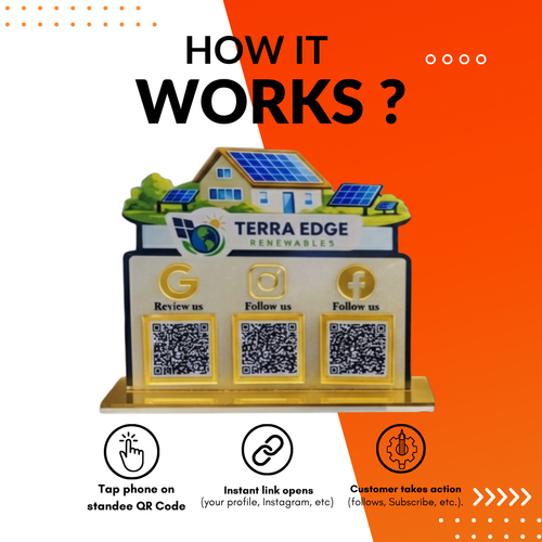 3 QR NFC Enabled Solar Panel Shape Standee for Solar Company & Renewable Energy Business For Electronics
