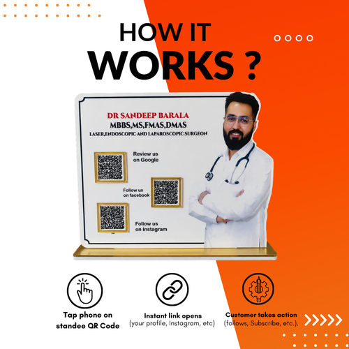 3 QR NFC Enbaled Doctor Cutout Standee For Clinic and Hospital